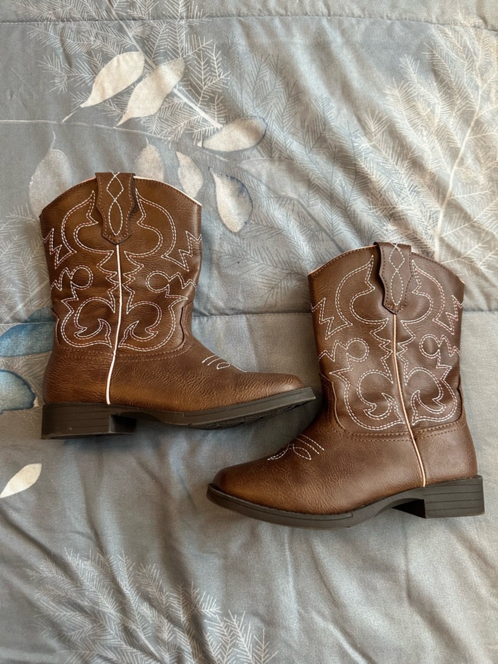 Like New Wonder Nation Brown Girls Western Boots w/Pink Trim Sz 13 - Picture 10 of 11